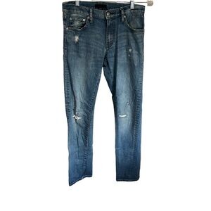Uniqlo Mens Slim Straight Distressed‎ Denim Jeans